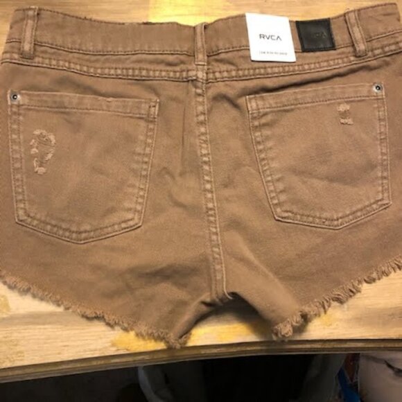 NWT RVCA Low-Rise Relaxed Denim Jean Short Distress Frayed Hem Rust 29 - Picture 4 of 5